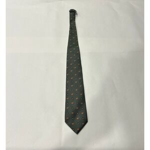 Brooks Brothers Mens‎ Necktie Silk Green Brown Geo Pattern Business Career NWT